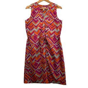 Banana Republic Dress 8 Magenta/Orange Slvless Shirtwaist BizCasual Modern Artsy